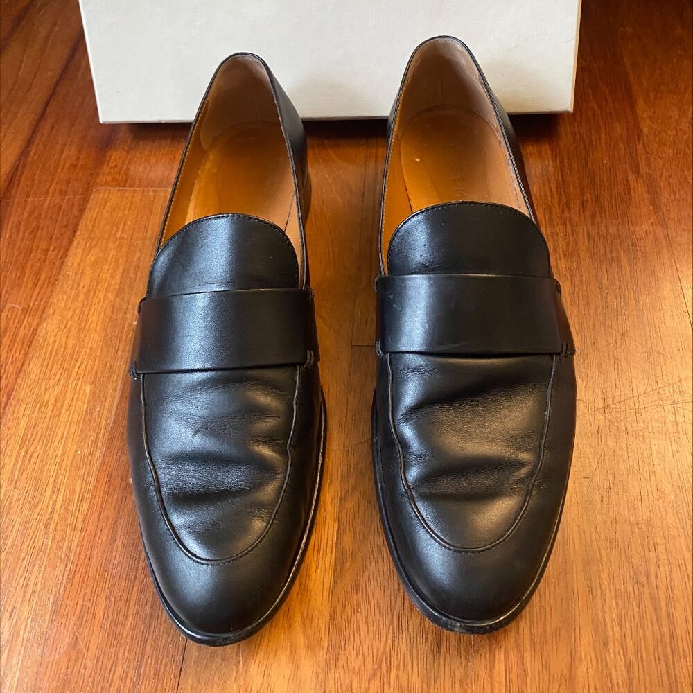 M. Gemi Black Italian Leather Minimalist Penny Loafers Womens 10 41